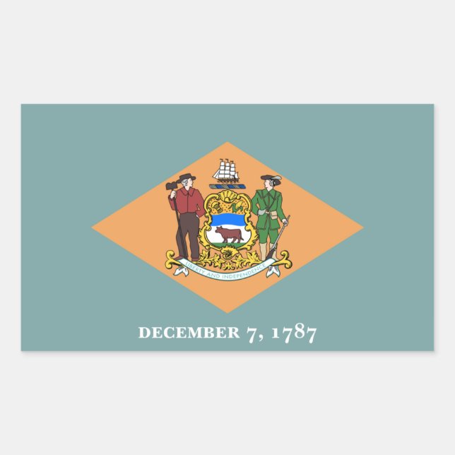 Sticker Rectangulaire Drapeau de l'État du Delaware, The Diamond US Stat (Devant)