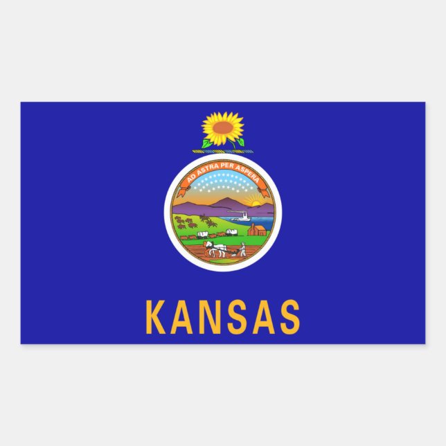 Sticker Rectangulaire Drapeau de l'État du Kansas (Devant)