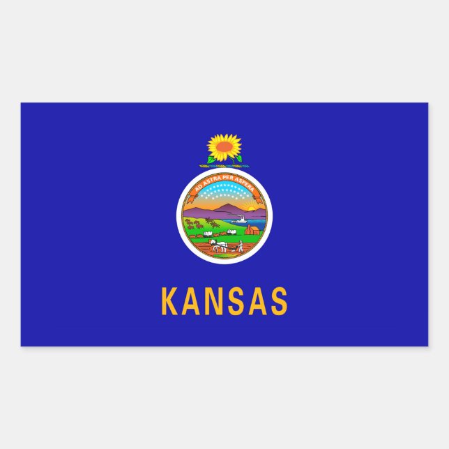 Sticker Rectangulaire Drapeau de l'État du Kansas (Devant)