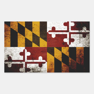 Sticker Rectangulaire Drapeau de l'État du Maryland Black Grunge