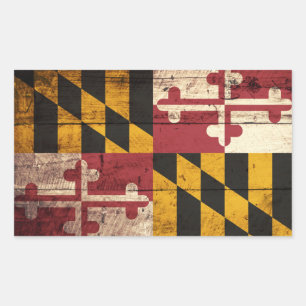 Sticker Rectangulaire Drapeau de l'État du Maryland sur un vieux grain d