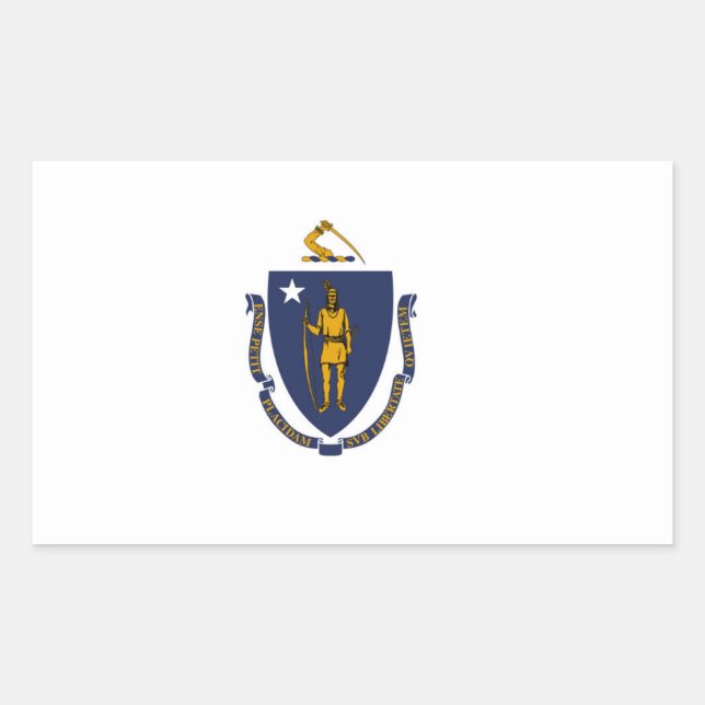 Sticker Rectangulaire Drapeau de l'État du Massachusetts (Devant)