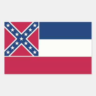 Sticker Rectangulaire Drapeau de l'État du Mississippi, États-Unis