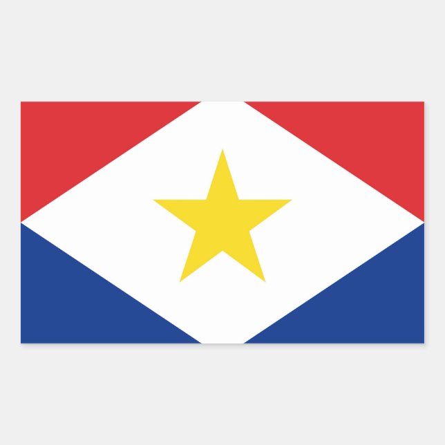 Sticker Rectangulaire drapeau de l'île de Saba région de Pays-Bas (Devant)
