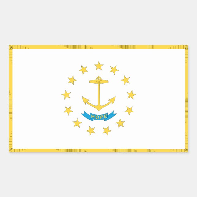 Sticker Rectangulaire Drapeau de l'île Rhode (Devant)