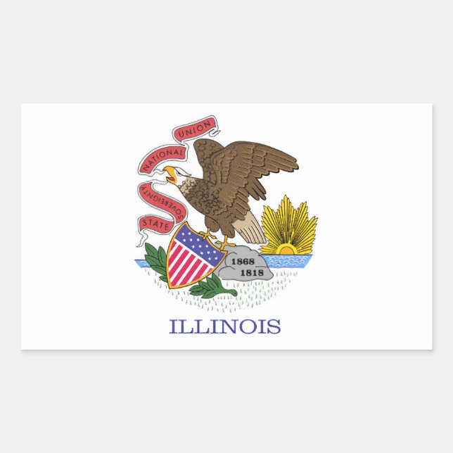 Sticker Rectangulaire Drapeau de l'Illinois (Devant)