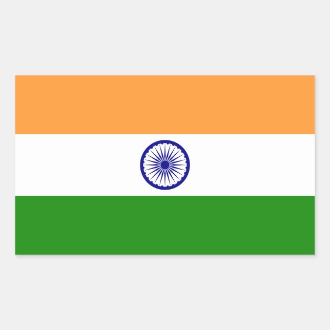 Sticker Rectangulaire Drapeau de l'Inde (Devant)