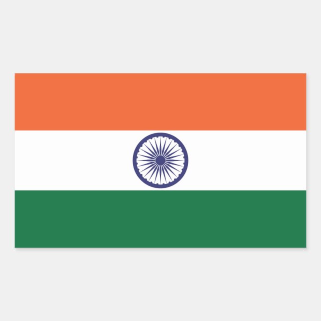 Sticker Rectangulaire Drapeau de l'Inde (Devant)