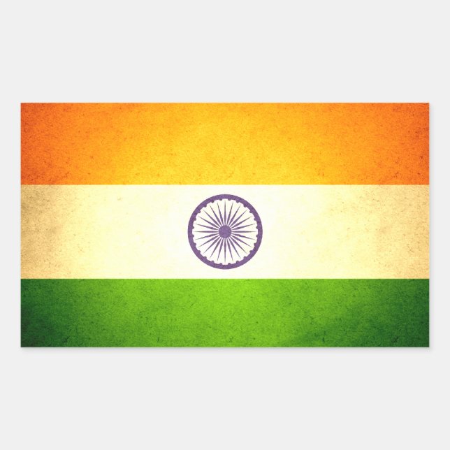 Sticker Rectangulaire Drapeau de l'Inde embrassé par Sun (Devant)