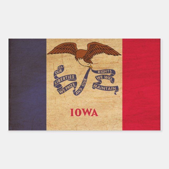Sticker Rectangulaire Drapeau de l'Iowa (Devant)