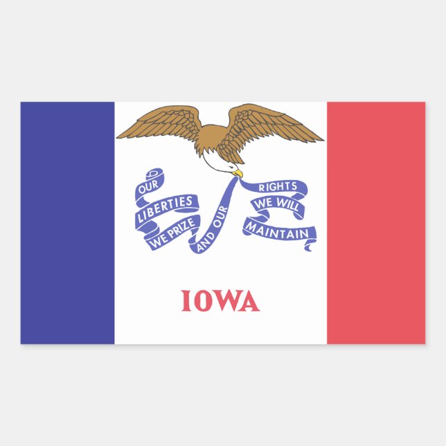 Sticker Rectangulaire Drapeau de l'IOWA - (Devant)