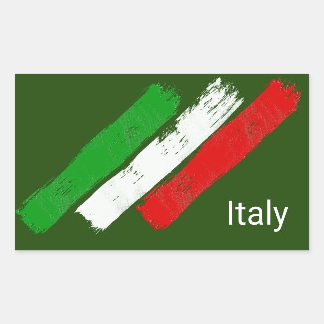 Sticker Rectangulaire Drapeau de l'Italie.brush strokes. (Devant)