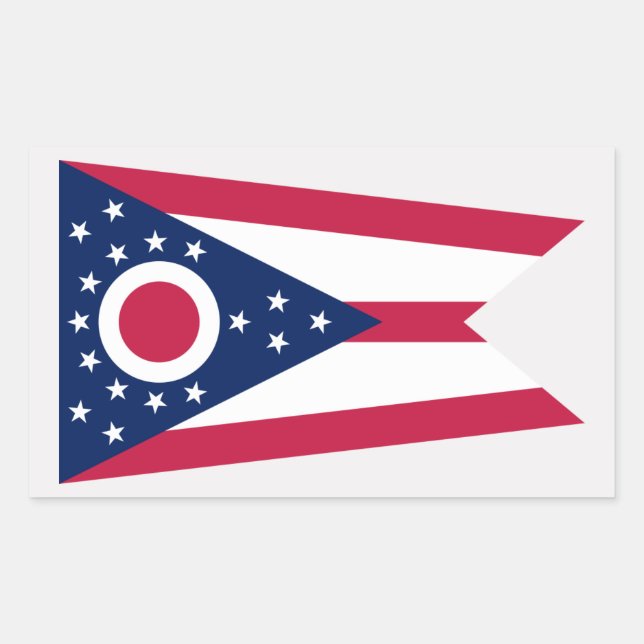 Sticker Rectangulaire Drapeau de l'Ohioan, Drapeau de l'Ohio (Devant)