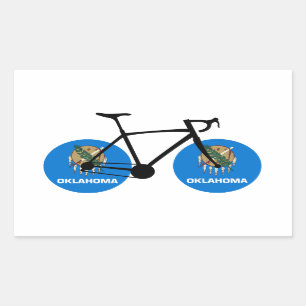 Sticker Rectangulaire Drapeau de l'Oklahoma à vélo
