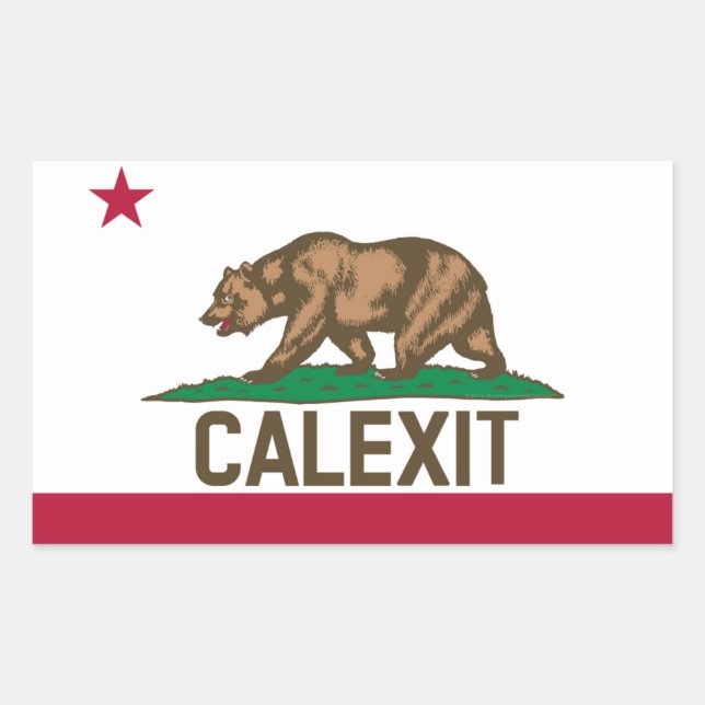 Sticker Rectangulaire Drapeau de l'ours CALEXIT Californie (Devant)