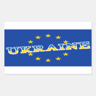 Sticker Rectangulaire Drapeau de l'Ukraine et de l'Union européenne