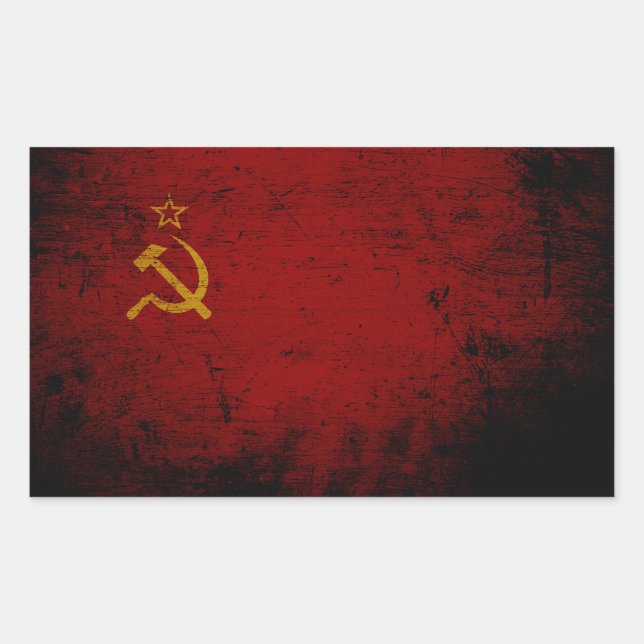 Sticker Rectangulaire Drapeau de l'Union soviétique grunge noir (Devant)