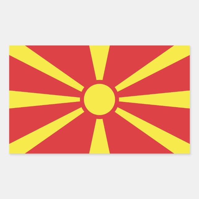 Sticker Rectangulaire Drapeau de Macédoine du Nord (Devant)