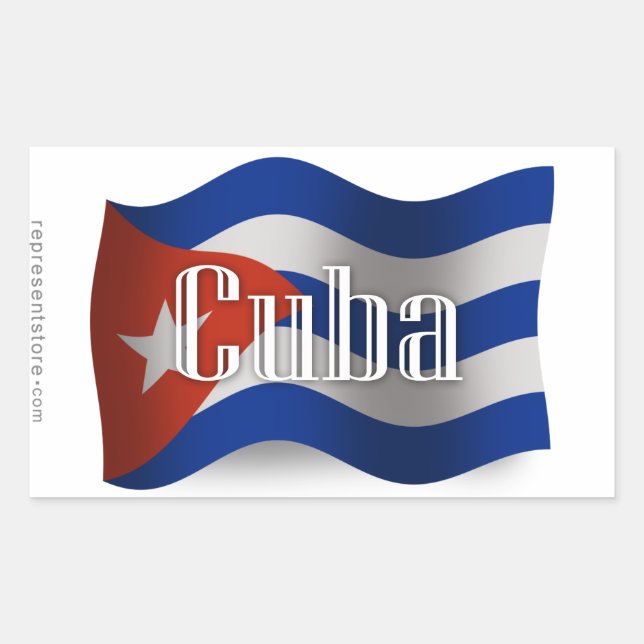 Sticker Rectangulaire Drapeau de ondulation du Cuba (Devant)
