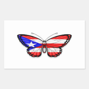 Sticker Rectangulaire Drapeau de papillon de Porto Rico