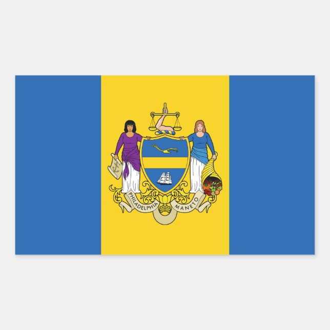 Sticker Rectangulaire Drapeau de Philadelphie, Pennsylvanie (Devant)