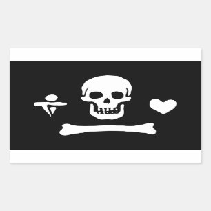 Sticker Rectangulaire Drapeau de pirate de Stede Bonnet Jolly Roger