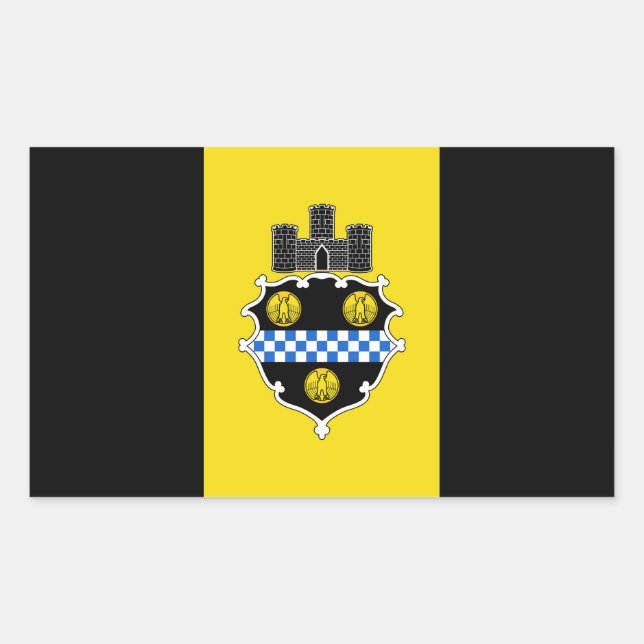 Sticker Rectangulaire Drapeau de Pittsburgh Pennsylvanie (Devant)