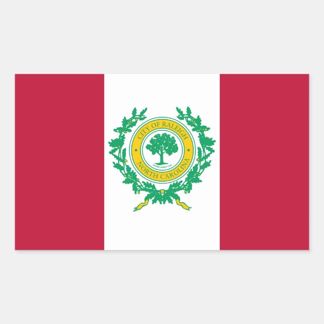 Sticker Rectangulaire Drapeau de Raleigh, Bâton rectangulaire de Carolin (Devant)