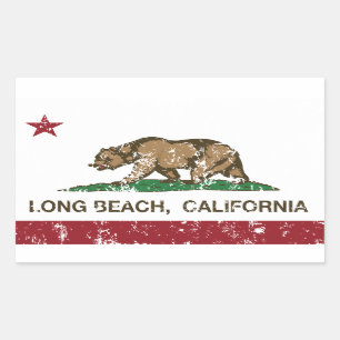 Sticker Rectangulaire Drapeau de République de Long Beach la Californie