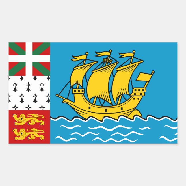 Sticker Rectangulaire Drapeau de Saint-Pierre-et-Miquelon (Devant)