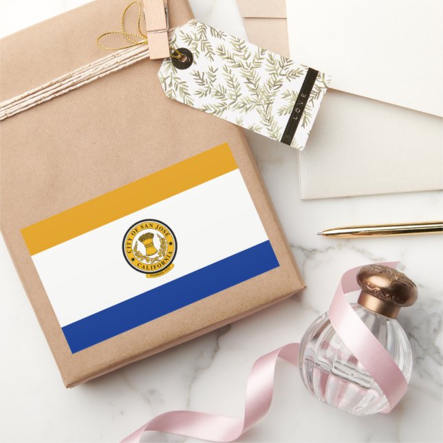 Sticker Rectangulaire Drapeau de San Jose (Californie) (Cadeaux)