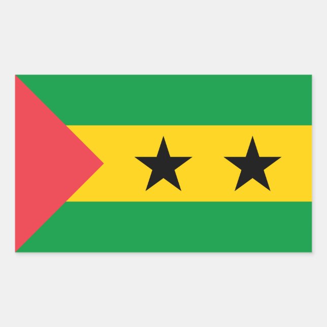 Sticker Rectangulaire Drapeau de Sao Tomé-et-Principe (Devant)