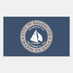 Sticker Rectangulaire Drapeau de Sausalito, Californie
