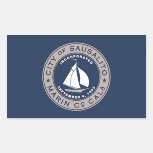 Sticker Rectangulaire Drapeau de Sausalito, Californie (Devant)