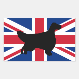 Sticker Rectangulaire drapeau de silhouette de setter anglais