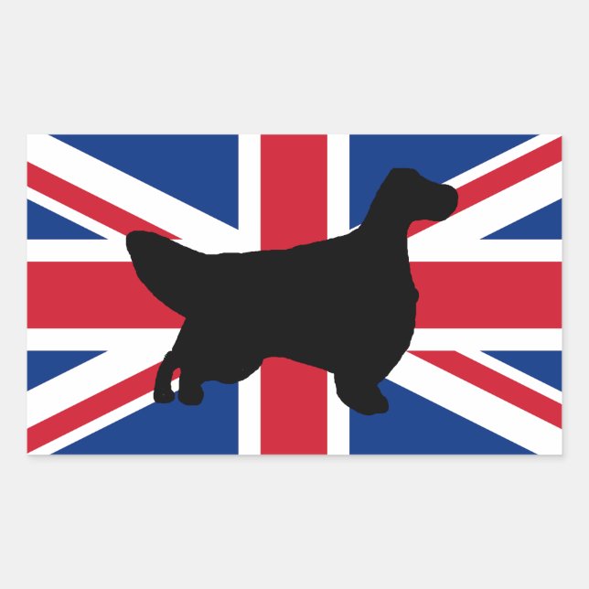 Sticker Rectangulaire drapeau de silhouette de setter anglais (Devant)