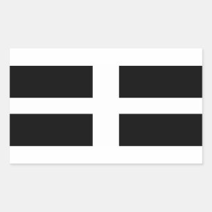 Sticker Rectangulaire Drapeau de St Piran/drapeau des Cornouailles