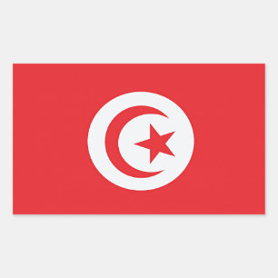 Sticker Rectangulaire Drapeau de Tunisie, Afrique du Nord,
