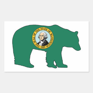 Sticker Rectangulaire Drapeau de Washington ours