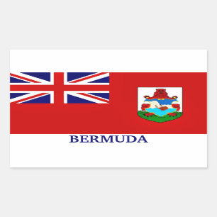 Sticker Rectangulaire Drapeau des Bermudes, étiqueté,