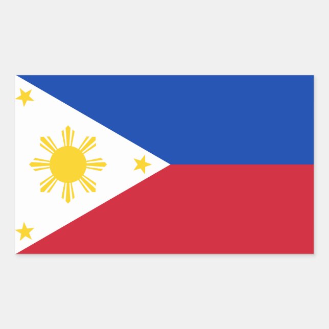 Sticker Rectangulaire Drapeau des Philippines Drapeau philippin (Devant)