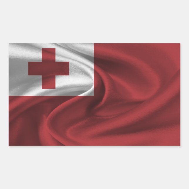 Sticker Rectangulaire Drapeau des Tonga (Devant)