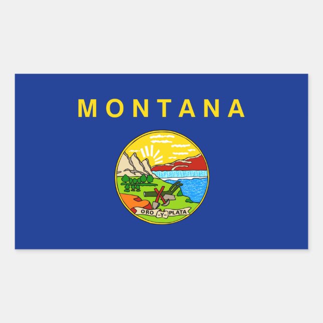 Sticker Rectangulaire Drapeau d'État du Montana (Devant)