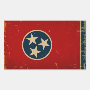 Sticker Rectangulaire Drapeau d'état du Tennessee VINTAGE