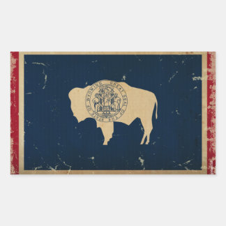 Sticker Rectangulaire Drapeau d'État du Wyoming VINTAGE