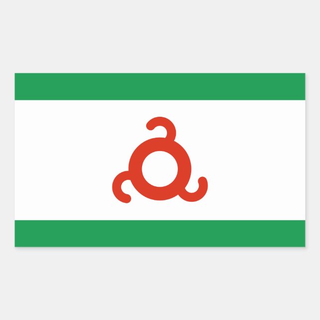 Sticker Rectangulaire Drapeau d'Ingushetia (Devant)