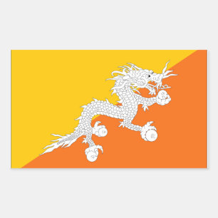 Sticker Rectangulaire Drapeau du Bhoutan