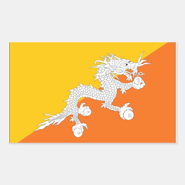 Sticker Rectangulaire Drapeau du Bhoutan (Devant)
