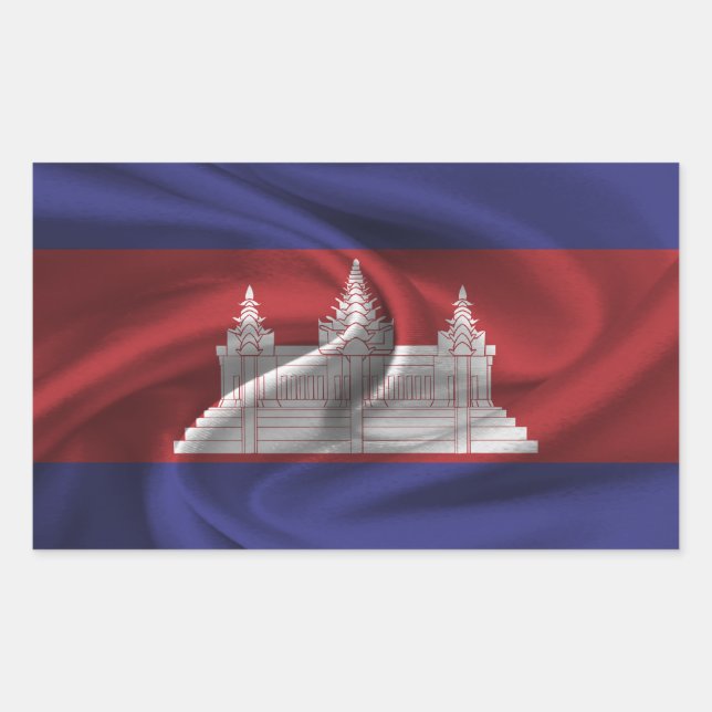 Sticker Rectangulaire Drapeau du Cambodge (Devant)