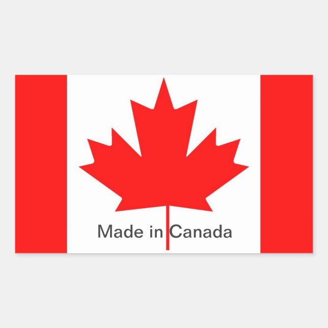 Sticker Rectangulaire Drapeau du Canada, fabriqué au Canada (Devant)